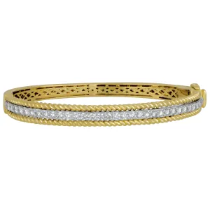 14k White and Yellow Gold Two Tone Cable Edge Diamond Bangle Bracelet CBL EDGE 35D=1.85TW GH/VS-SI