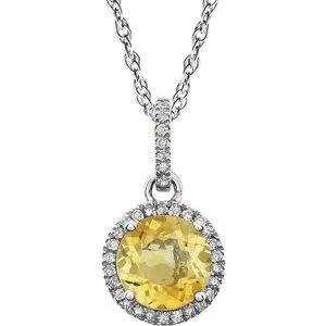 14K White Citrine & 1/10 CTW Diamond 18" Necklace