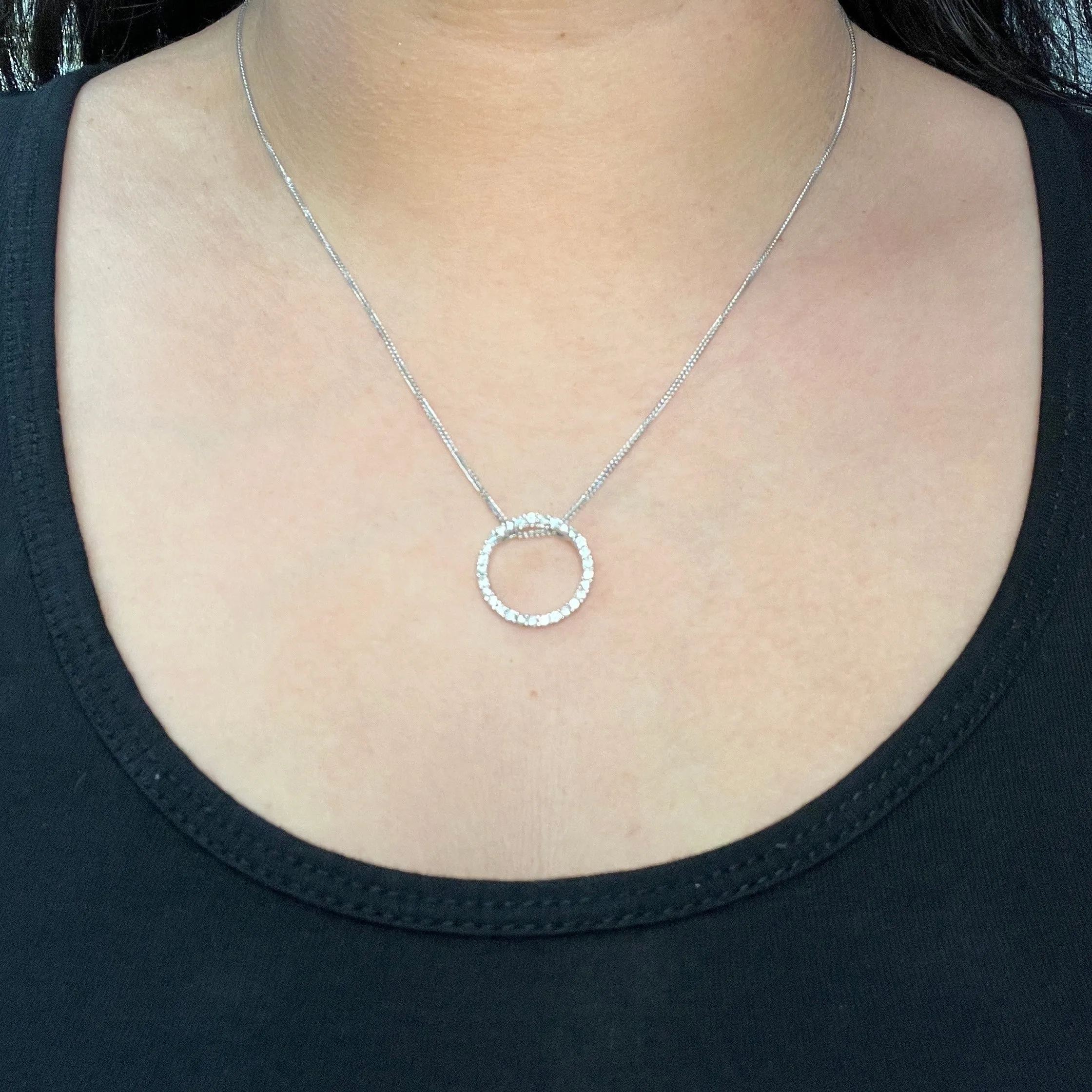 14K White Gold (0.50ct) Diamond Circle of Love Pendant