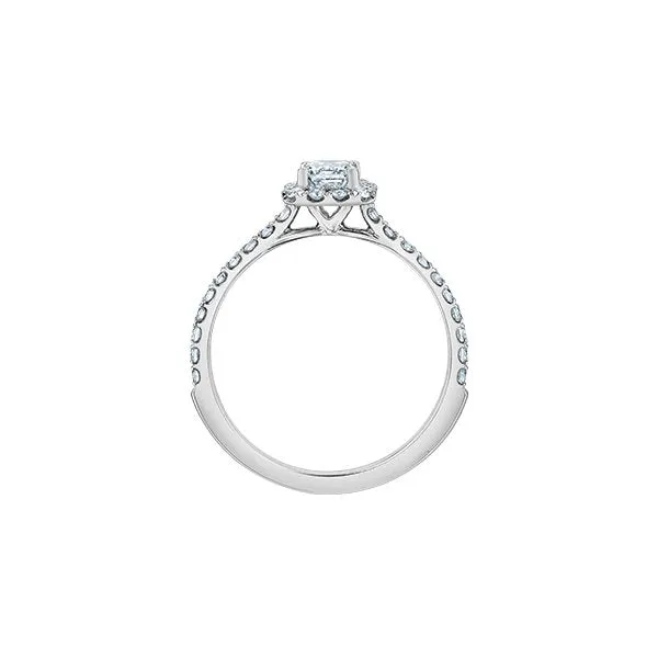 14K White Gold (0.84ct) Emerald Cut Lab Grown Halo Diamond Engagement Ring