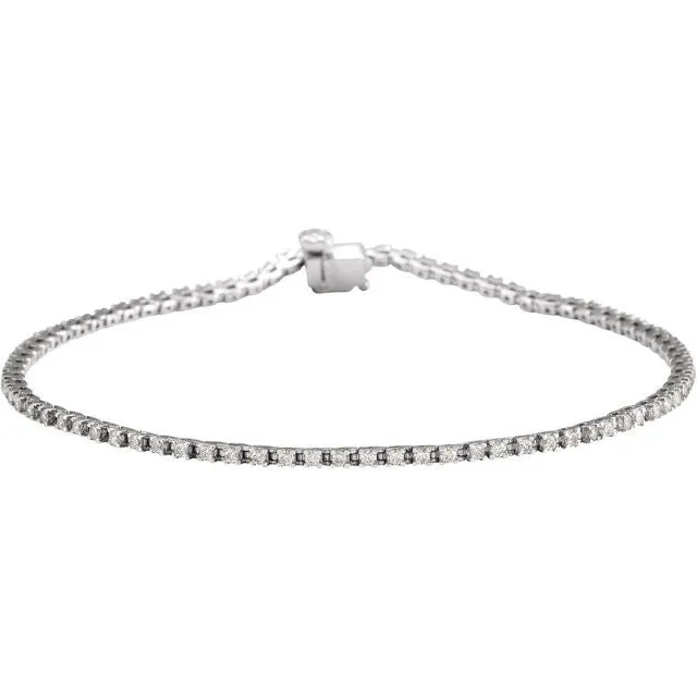 14K White Gold 1 CTW Natural Diamond Line 7 1/4" Bracelet