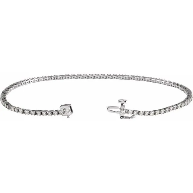 14K White Gold 1 CTW Natural Diamond Line 7 1/4" Bracelet