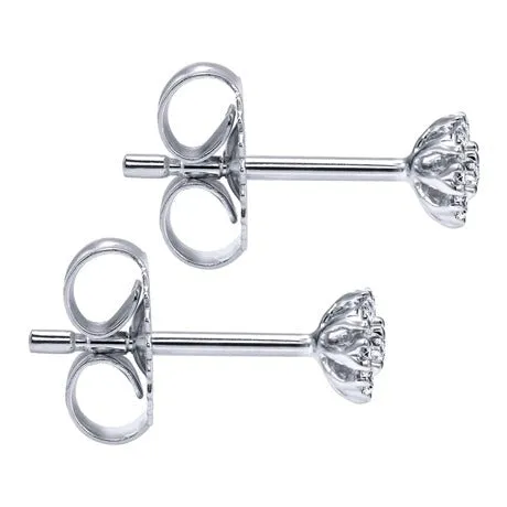 14K White Gold .11cttw Spread Cluster Round Diamond Stud Earrings