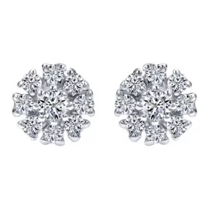 14K White Gold .11cttw Spread Cluster Round Diamond Stud Earrings