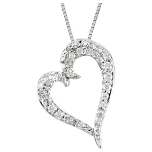 14k White Gold 1/4 CTW Diamond Heart 18" Necklace
