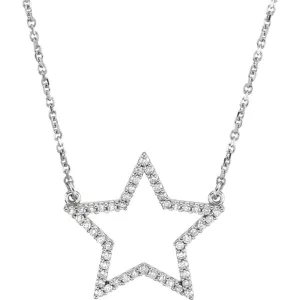 14k White Gold 1/4 CTW Diamond Star 16" Necklace