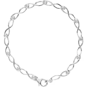 14K White Gold 1/8 CTW Natural Diamond Link 7" Bracelet