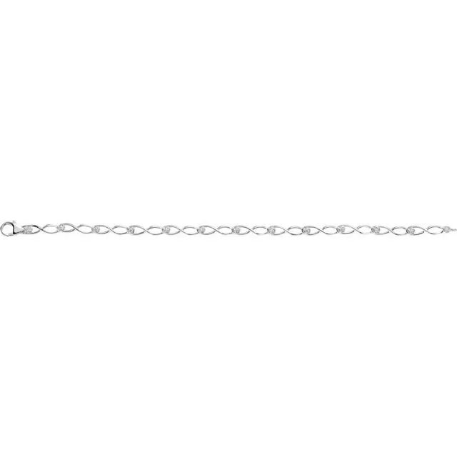 14K White Gold 1/8 CTW Natural Diamond Link 7" Bracelet