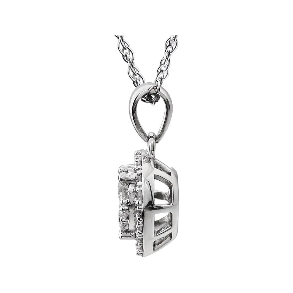 14k White Gold 3/8 CTW Halo-Style Diamond Heart 18" Necklace