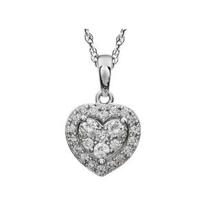 14k White Gold 3/8 CTW Halo-Style Diamond Heart 18" Necklace