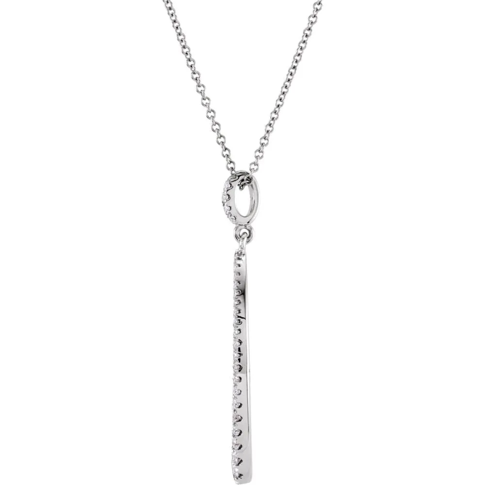 14k White Gold 5/8 CTW Diamond Oval Silhouette 18" Necklace