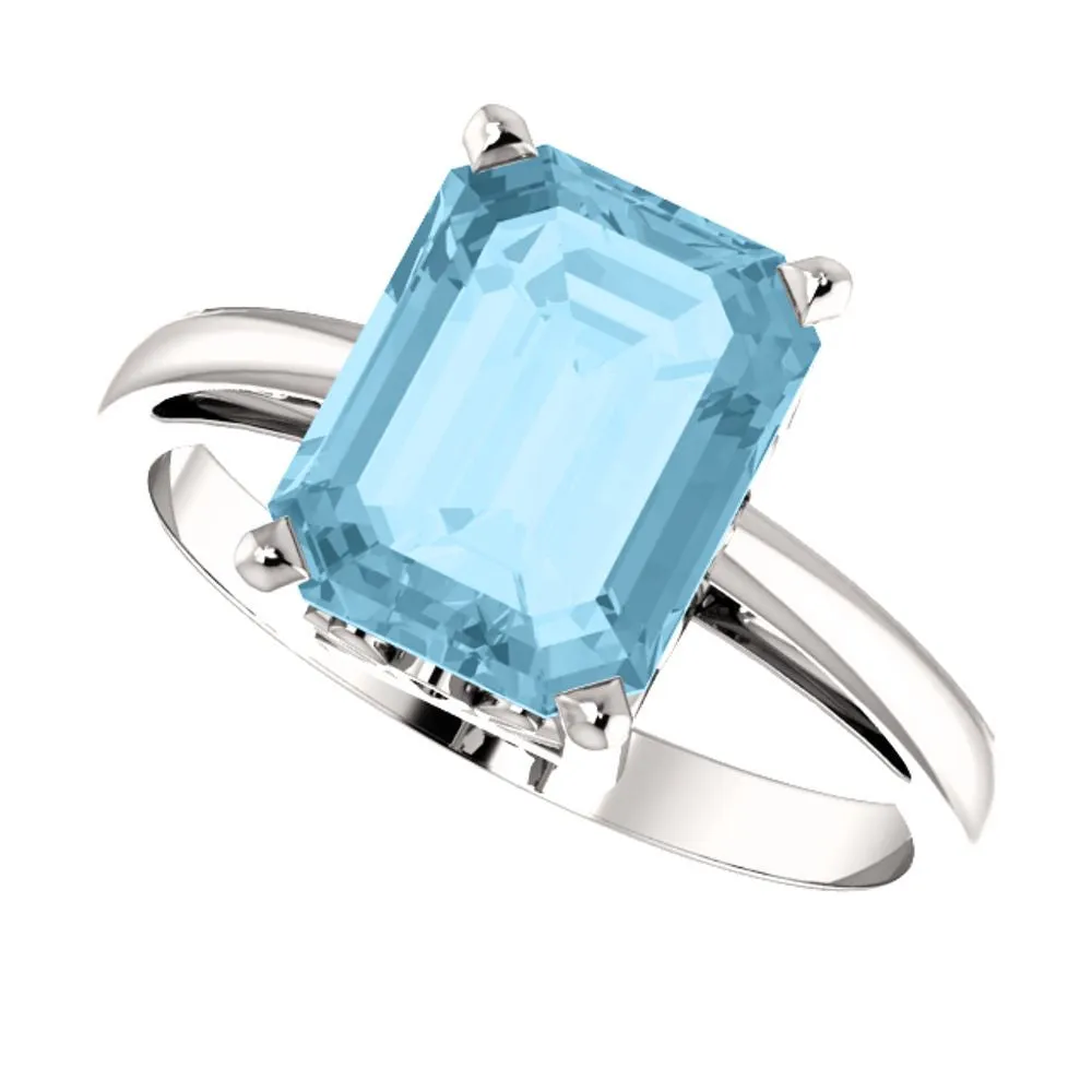 14k White Gold 9x7mm Emerald Scroll Setting® Ring Mounting, Size 7