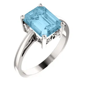 14k White Gold 9x7mm Emerald Scroll Setting® Ring Mounting, Size 7