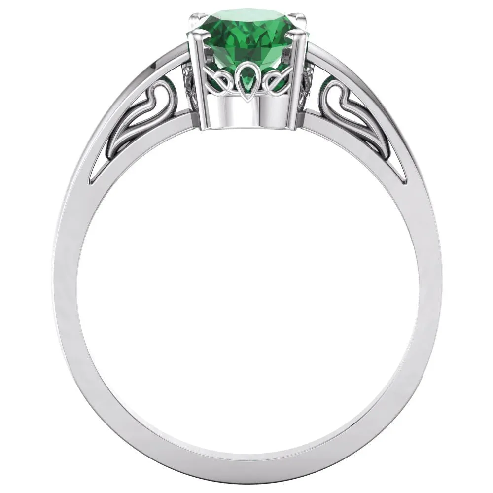 14k White Gold Chatham Created Emerald Ring, Size 7