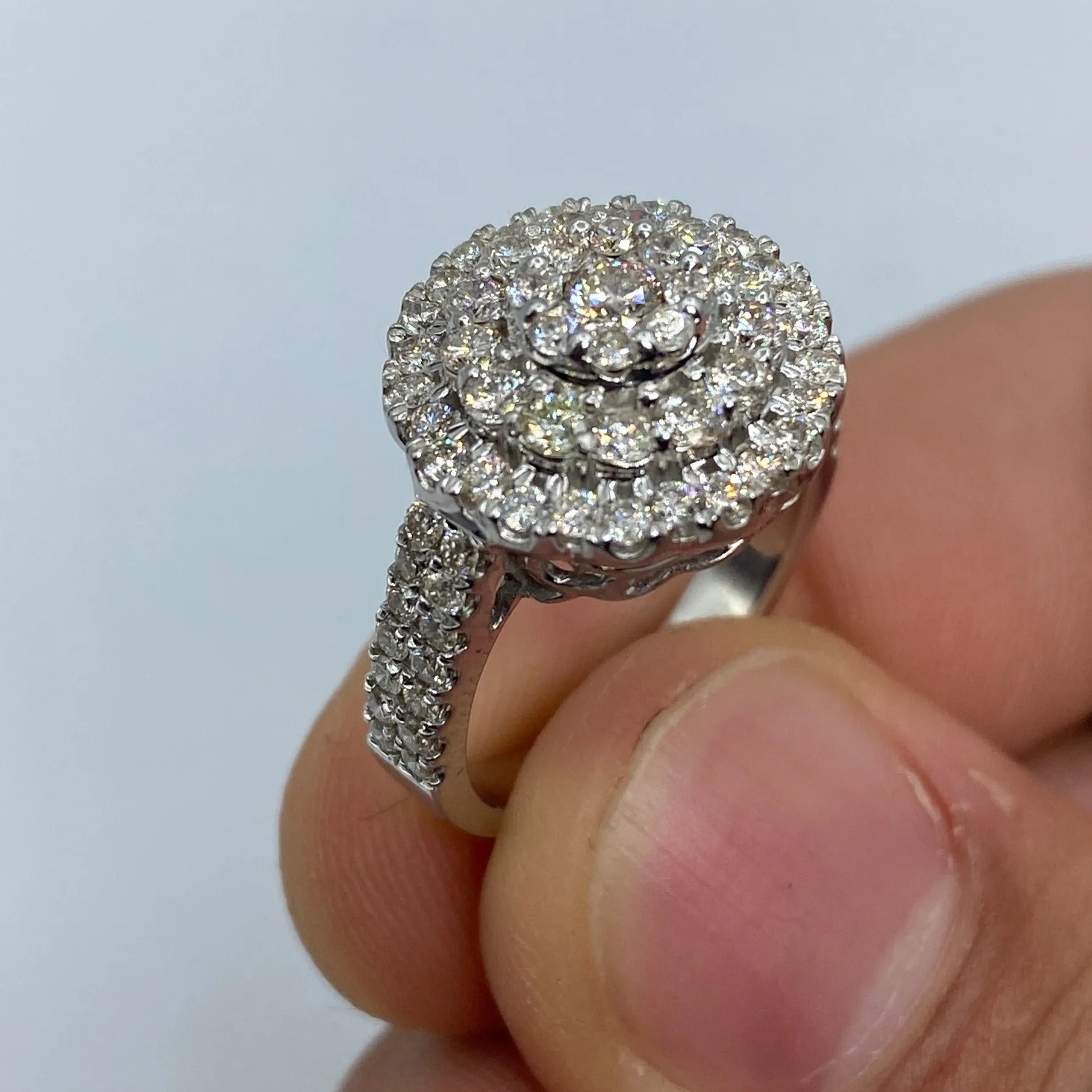 14K White Gold Circle Diamond Engagement Ring