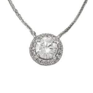 14k White Gold Clarity Enhanced Round Diamond Pendant 1.58 Ctw