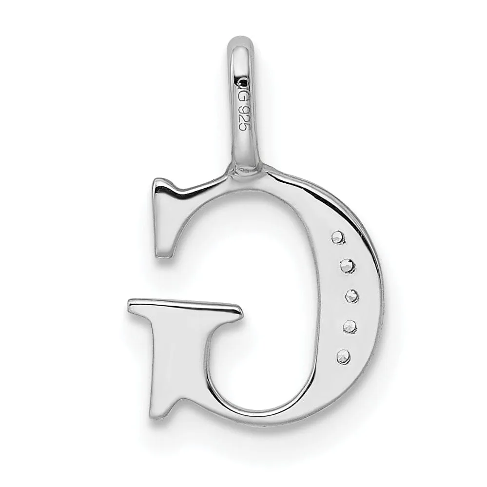 14K White Gold Diamond 0.025-CT Letter G Initial Charm Pendant