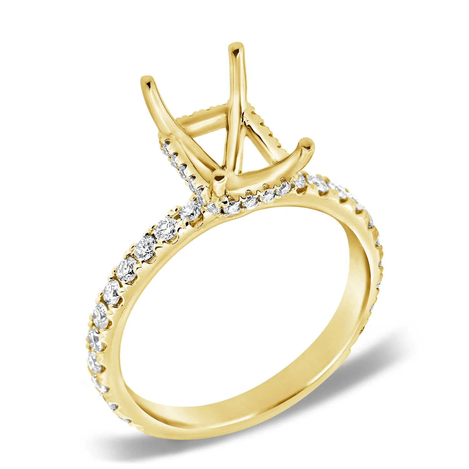 14K White Gold Diamond Emerald Under Halo Mounting