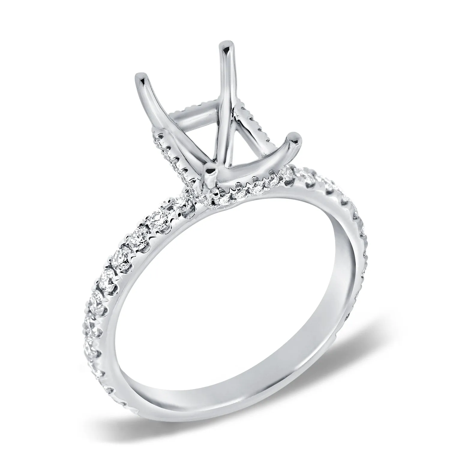 14K White Gold Diamond Emerald Under Halo Mounting