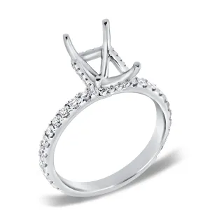 14K White Gold Diamond Emerald Under Halo Mounting