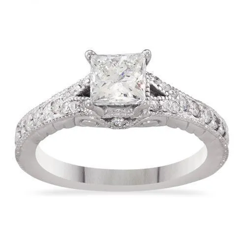 14k White Gold Diamond Engagement Ring 1.25 Ctw
