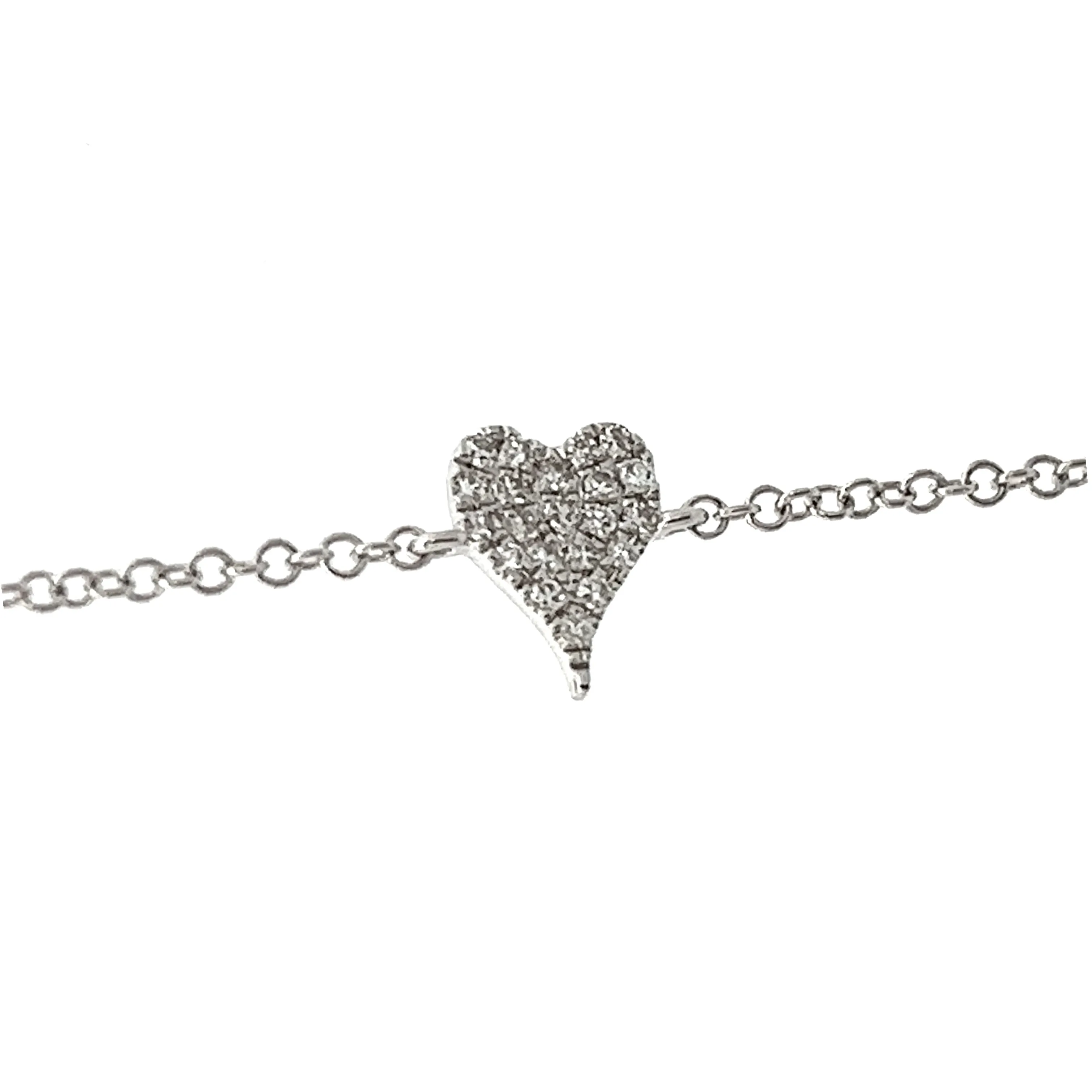 14k White Gold Diamond Heart Bracelet