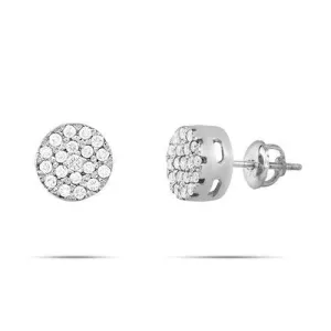 14k White Gold Diamond Stud Cluster Earrings 0.75 Ctw