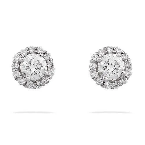 14k White Gold Diamond Stud Cluster Earrings 1.75 Ctw