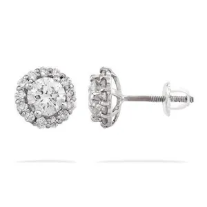 14k White Gold Diamond Stud Cluster Earrings 1.75 Ctw