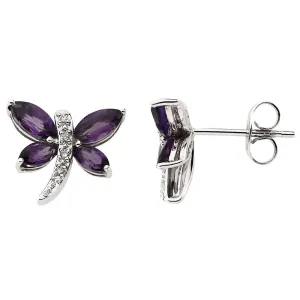 14k White Gold Dragonfly Earrings