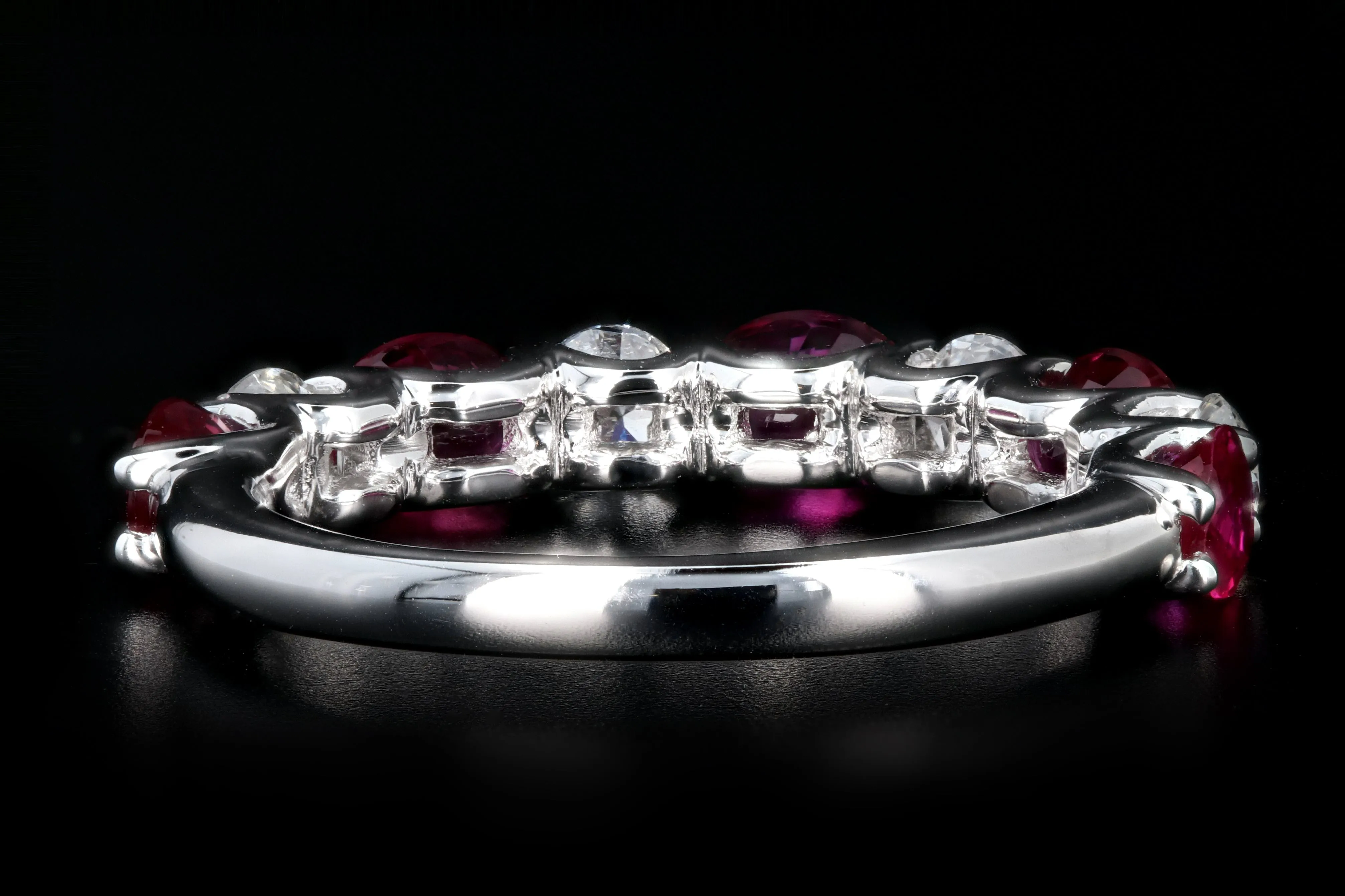 14K White Gold Emerald, Ruby, Or Sapphire & Diamond Band
