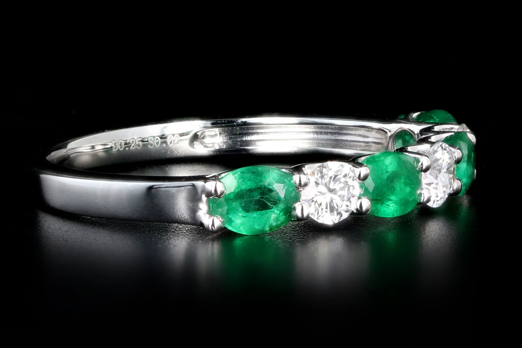14K White Gold Emerald, Ruby, Or Sapphire & Diamond Band