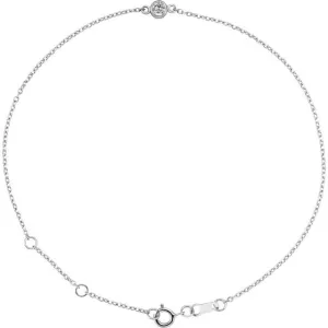 14K White Gold Natural White Gold Sapphire Bezel-Set Solitaire 6 1/2-7 1/2" Bracelet