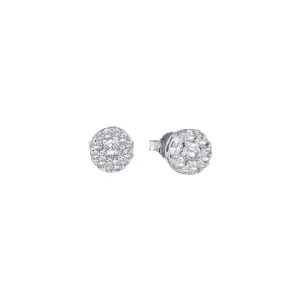 14K White Gold Round Diamond Flower Cluster Stud Earrings 1/4 Cttw