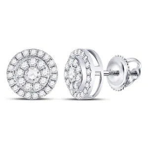 14K White Gold Round Diamond Solitaire Cluster Stud Earrings 1/4 Cttw