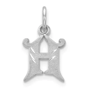 14k White Gold  Small Script Design Letter H Initial Charm Pendant