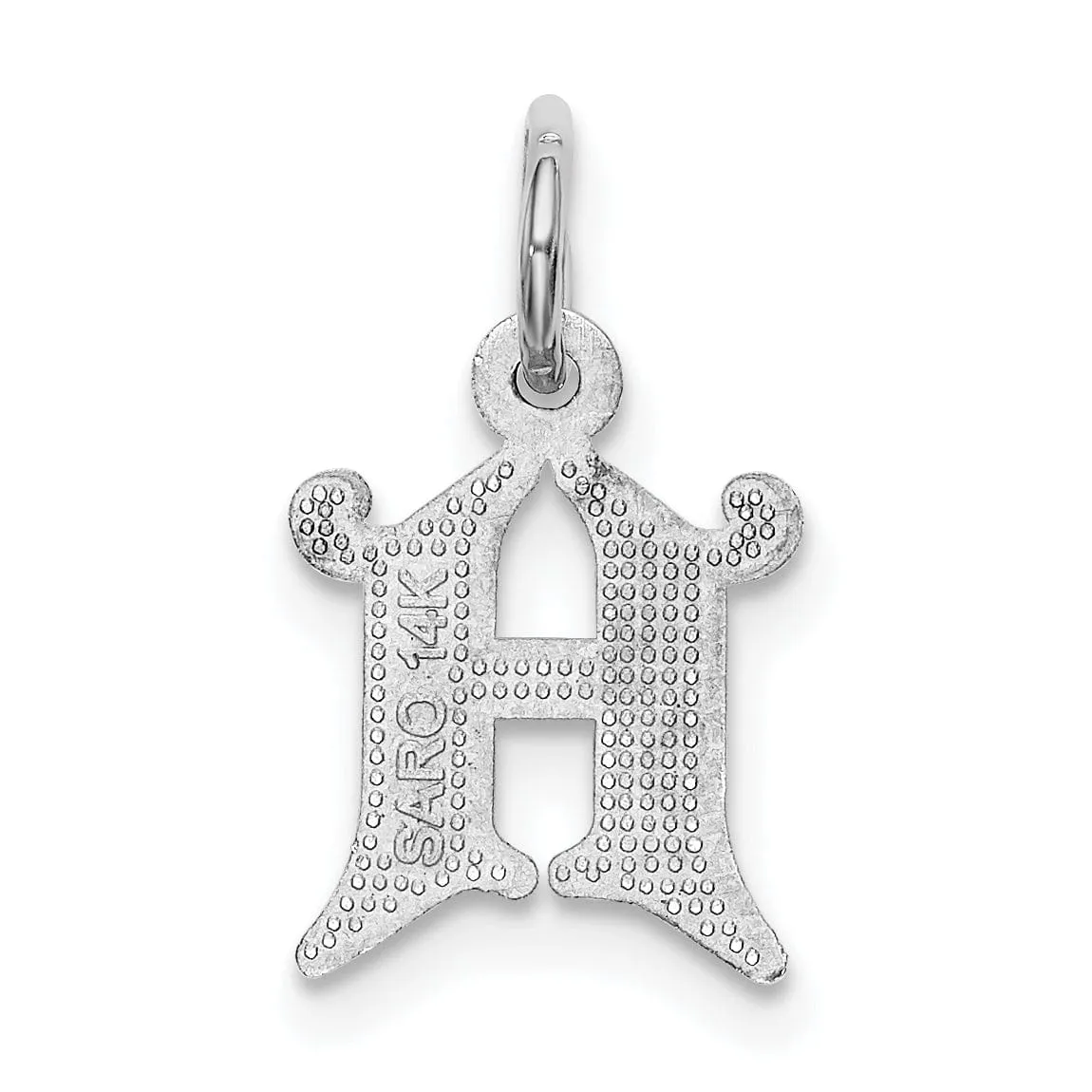 14k White Gold  Small Script Design Letter H Initial Charm Pendant