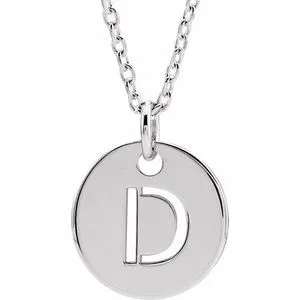 14K White Initial D 16-18" Necklace
