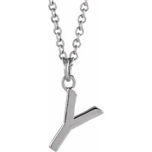 14K White Initial Y Dangle 16" Necklace