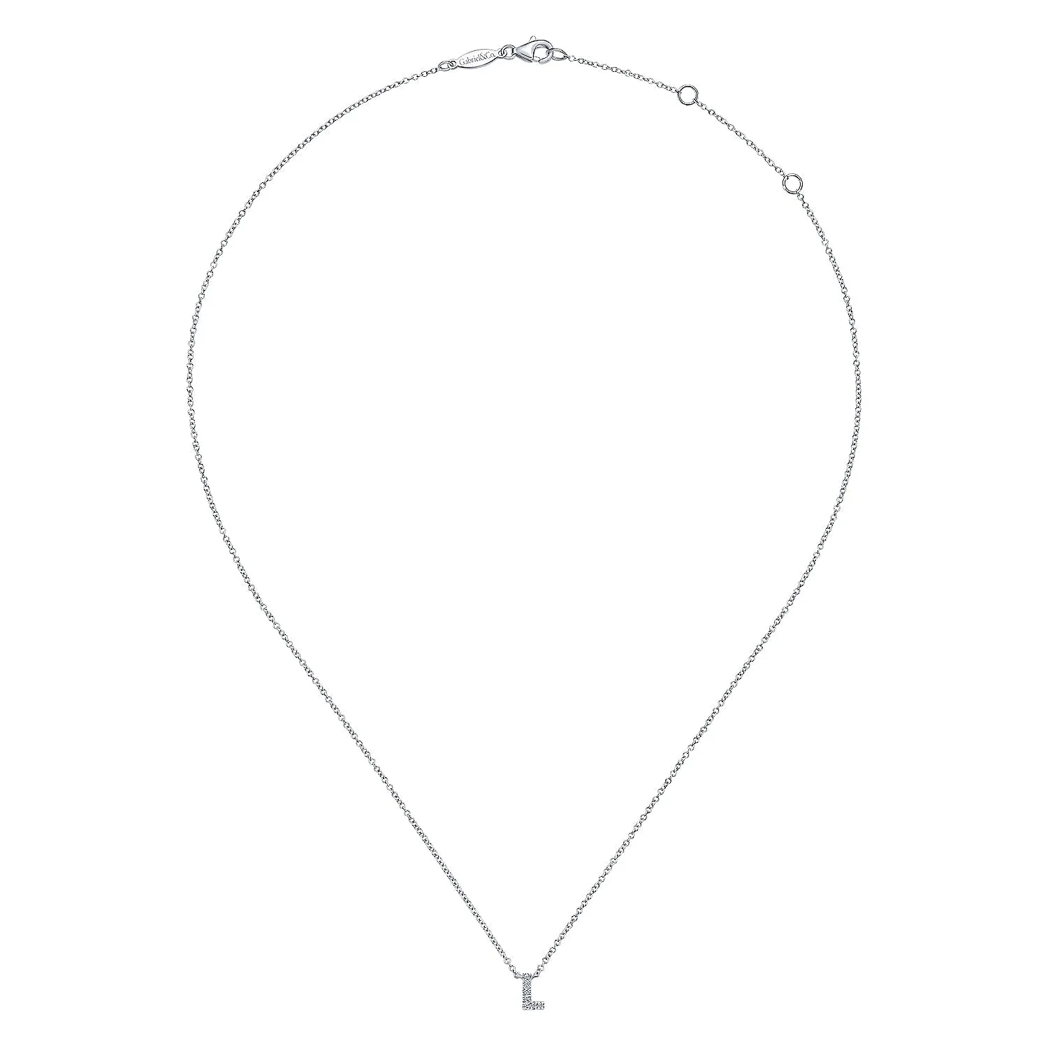 14K White Natural Diamond 17.5 inch Necklace
