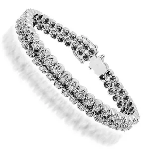 14K White Solid Gold Mens Diamond Bracelet 7.50 Ctw