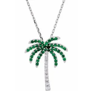 14K White Tsavorite Garnet & .08 CTW Diamond 16" Necklace