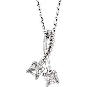 14K White Two-Stone Freeform 16-18" Necklace Mounting