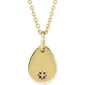 14K Yellow .005 CT Diamond Pear Starburst 16-18" Necklace