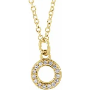 14K Yellow .05 CTW Natural Diamond Petite Initial O 16-18" Necklace