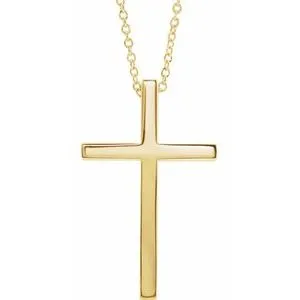 14K Yellow 11.4x11.1 mm Cross 18" Necklace