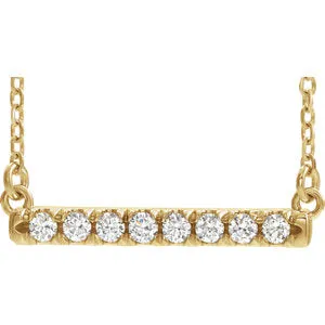 14K Yellow 1/4 CTW Diamond French-Set Bar 18" Necklace