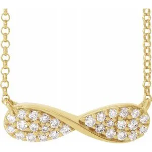 14K Yellow 1/6 CTW Diamond Infinity-Inspired 15-17" Necklace