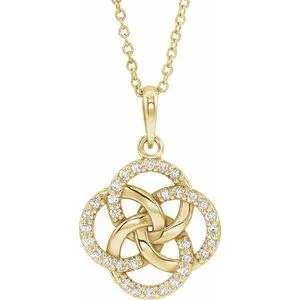 14K Yellow 1/8 CTW Diamond Five-Fold Celtic Necklace