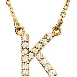 14K Yellow 1/8 CTW Natural Diamond Initial K 16" Necklace